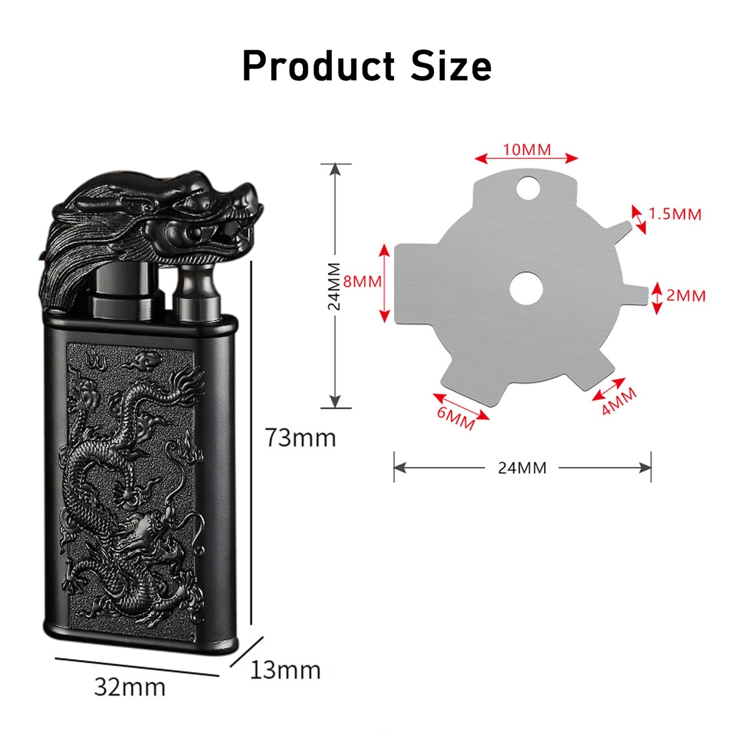 Cool Dragon Design Magic Dual Flame Torch Lighter with Adjusting Flame Tool Windproof Jet Flame Lighter (Without Butane)