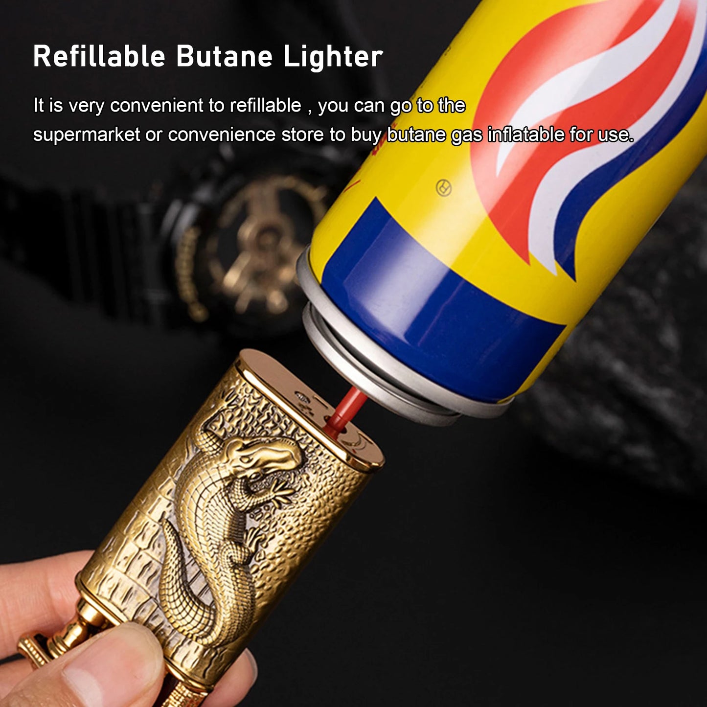 Cool Dragon Design Magic Dual Flame Torch Lighter with Adjusting Flame Tool Windproof Jet Flame Lighter (Without Butane)