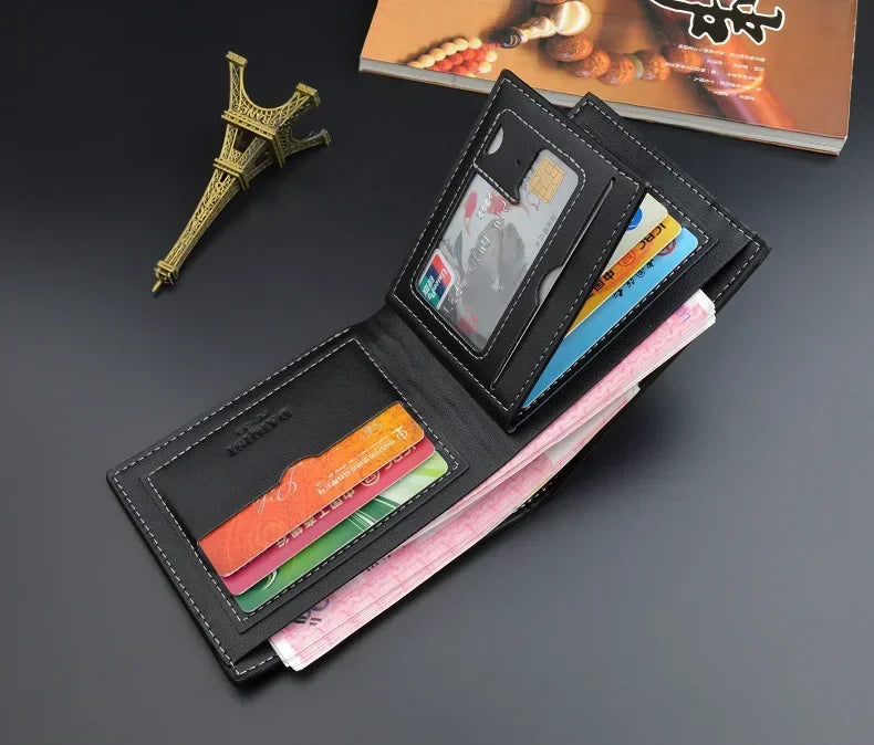 Men's PU Leather Short Wallet Money Clip, Multi-card Card Holder, New Horizontal Wallet Coin Purse, Gift For Men