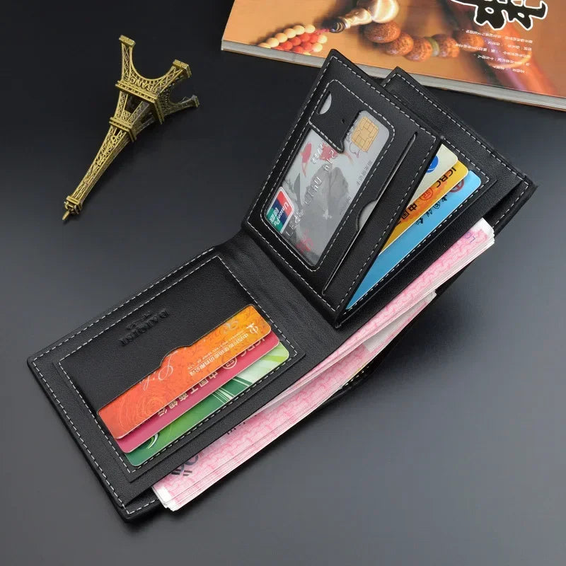 Men's PU Leather Short Wallet Money Clip, Multi-card Card Holder, New Horizontal Wallet Coin Purse, Gift For Men